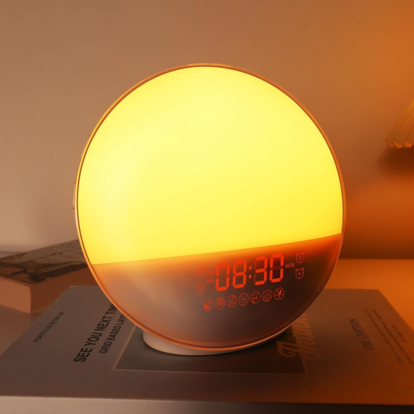 Sunrise Alarm Clock for Restful Mornings - 7 Colors Night Light, Wake Up Light with Sunrise/Sunset Simulation, Dual Alarms & Soothing Sounds, Snooze & Sleep Aid, FM Radio