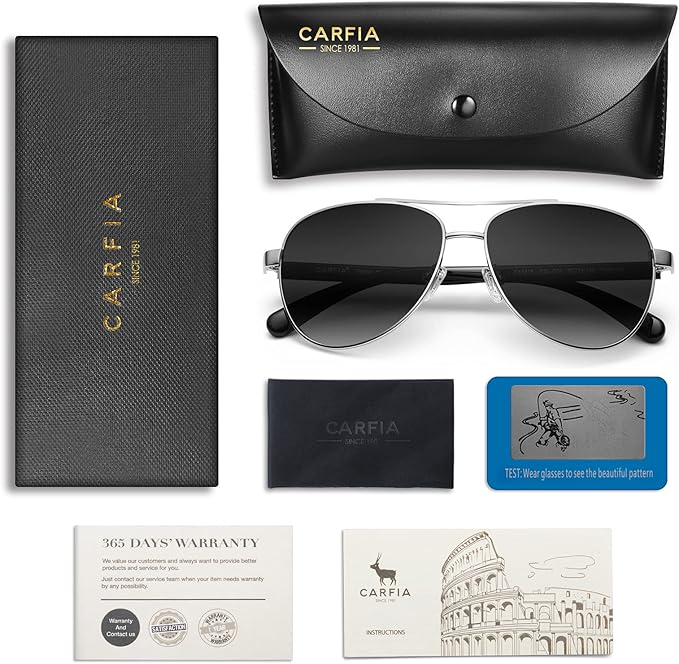 CARFIA Polarized Womens Sunglasses UV Protection Classic Pilot Sun Glasses Nickel-free Safety Metal Frame CA3216