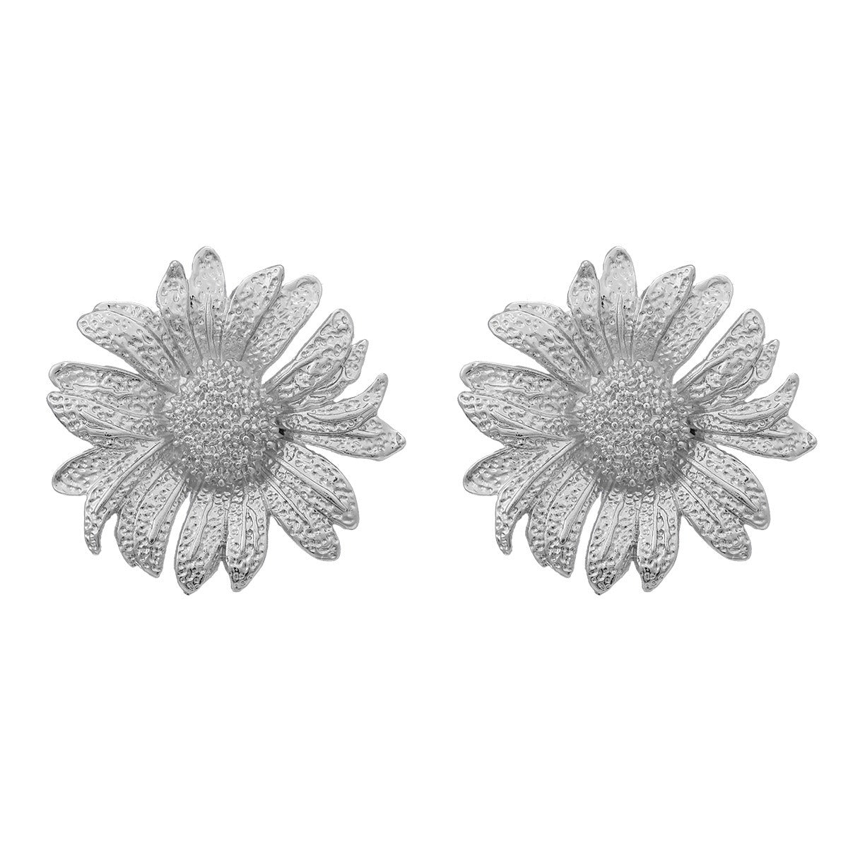 Sunflower flower earrings for women exaggerated metallic flower earrings
