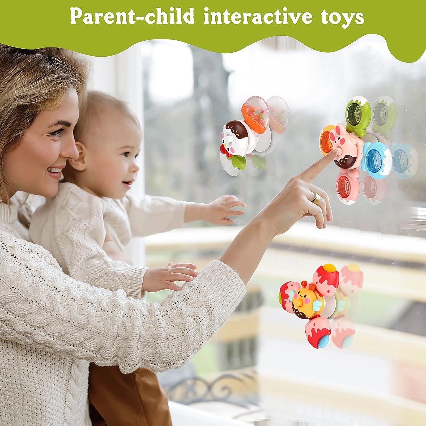 Suction Cup Spinner Sensory Bath Toy – Rotating & Detachable Fun for Babies 12-18 Months & Toddlers 1-3 (Perfect Birthday Gift for Boys & Girls)