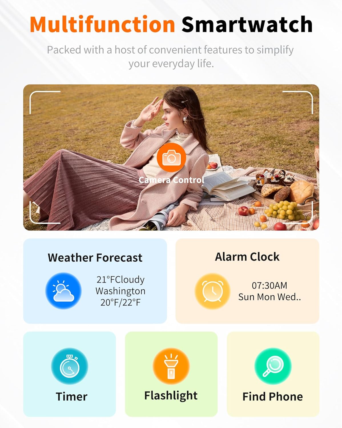 1.85" HD Fitness Tracker with Bluetooth Calling, Compatible with iOS & Android (Starlight White)