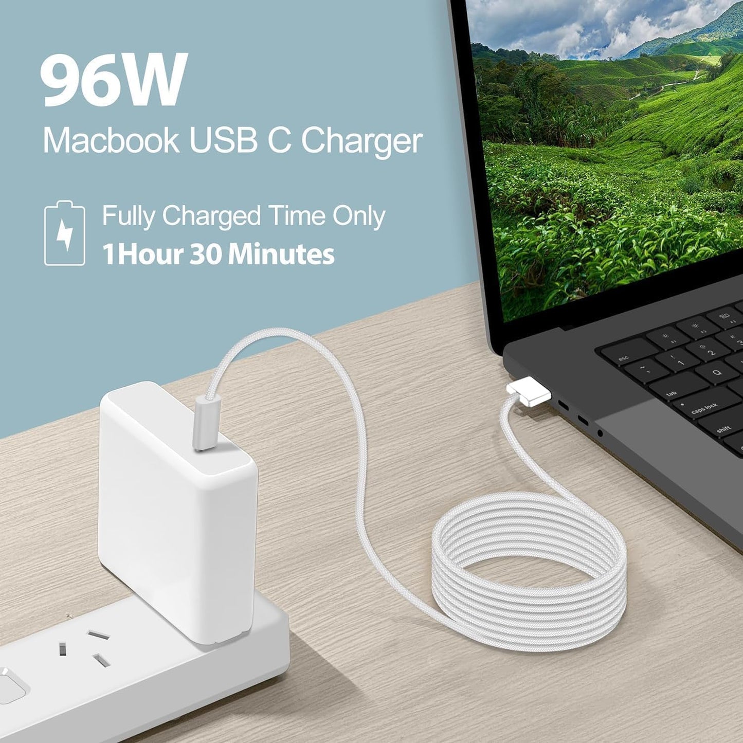 MacBook Pro Charger 96W/70W USB-C to MagSafe 3 Power Adapter