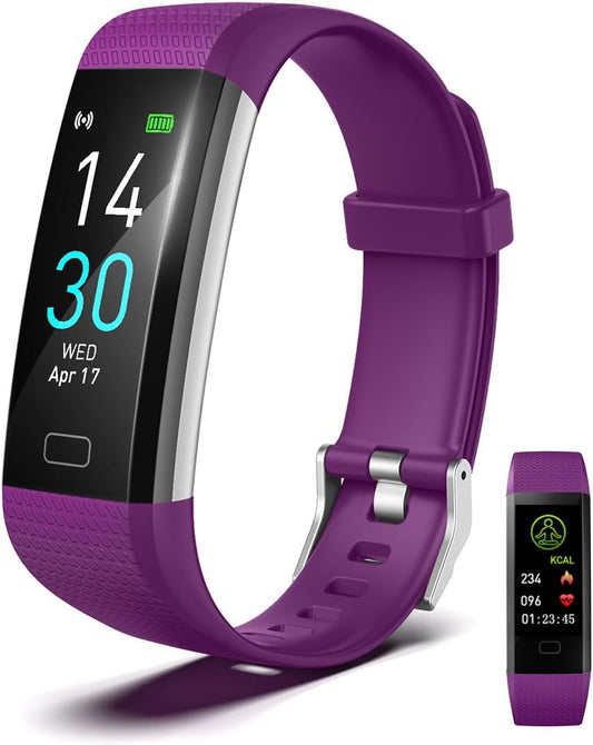 Fitness Tracker Watch with Heart Rate & Sleep Monitor, Step Counter, Calorie Tracker & Multi-Sport Modes for Android & iOS (PURPLE)