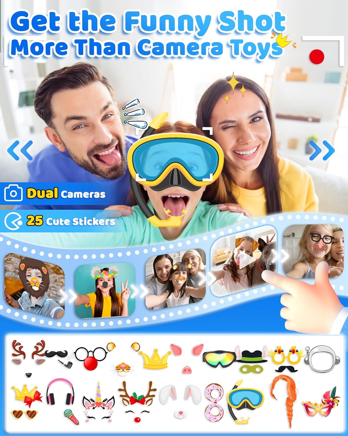 Kids Smart Phone Toy for Boys 3-8 Years Old - Educational games, Dual cameras, MP3 Music Player, and touchscreen pretend play. Spark imagination and early learning toy - Blue