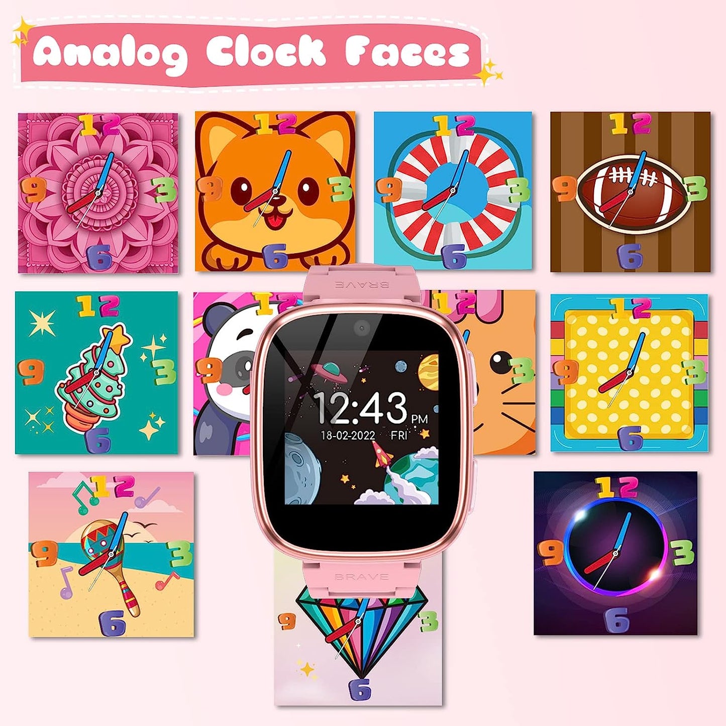 Smart Watch for Kids 4-12 Years Old with 1.54" Touch Screen, 15 Games, best for Birthday Gift (Pink)
