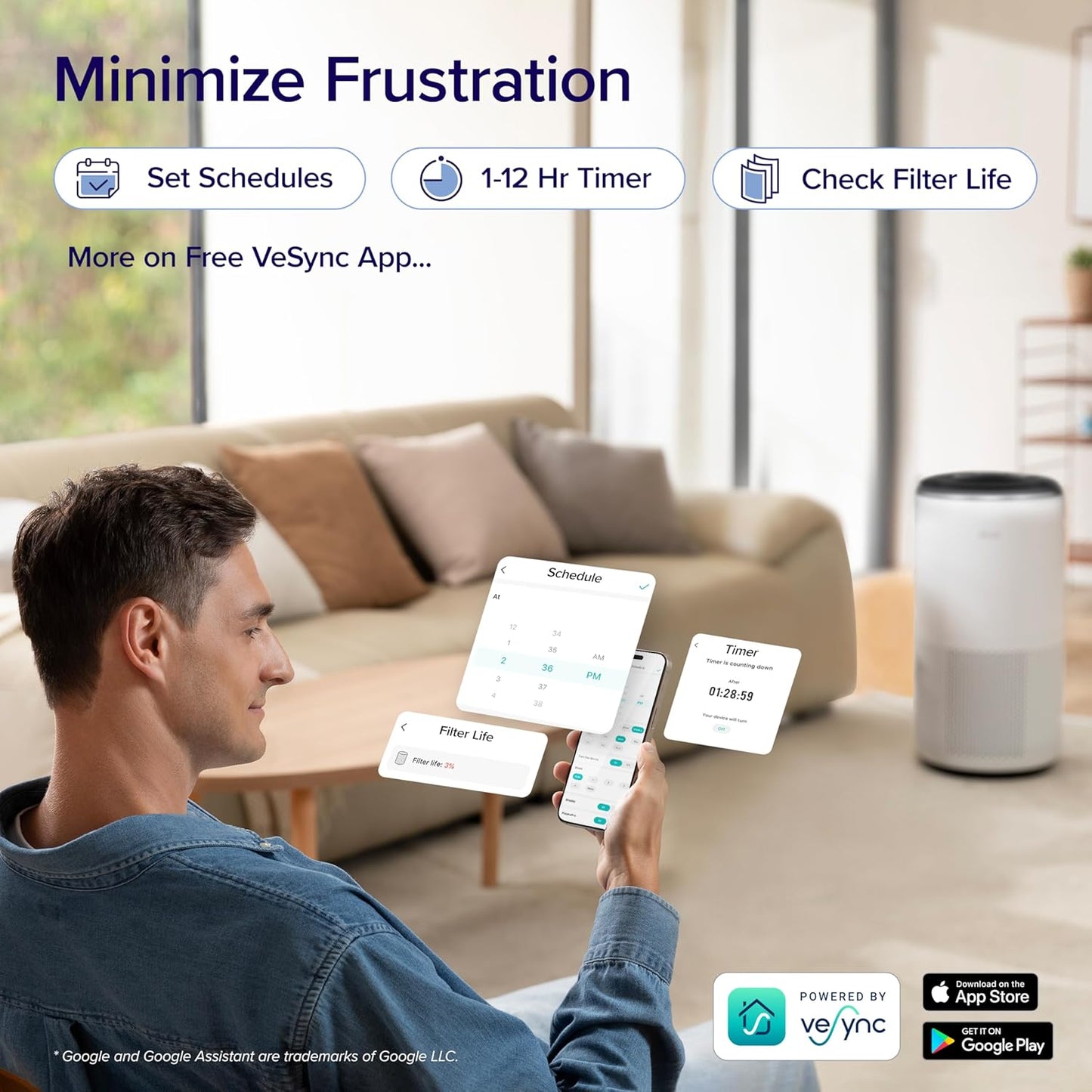 Levoit Air Purifiers for Large Room Home Up to 1733 FtΒ² with HEPA Sleep Mode, AHAM VERIFIDE, Smart WiFi, Auto Mode and Air Quality Monitor, removes Pet Allergies, Pollen, Smoke, Dust, Core 400S-P