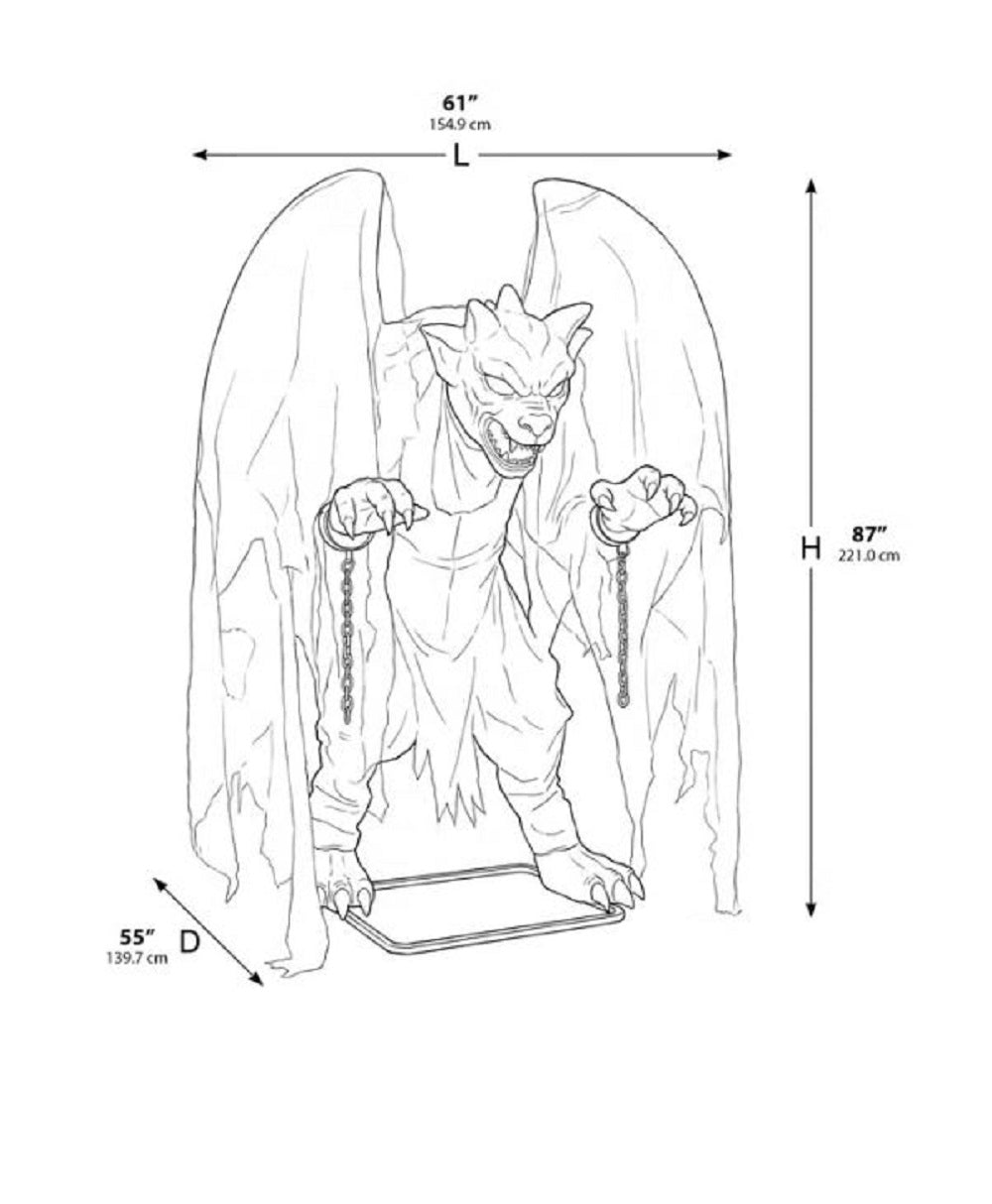 7.3 ft Animated Grim Stone Gargoyle Halloween Decoration
