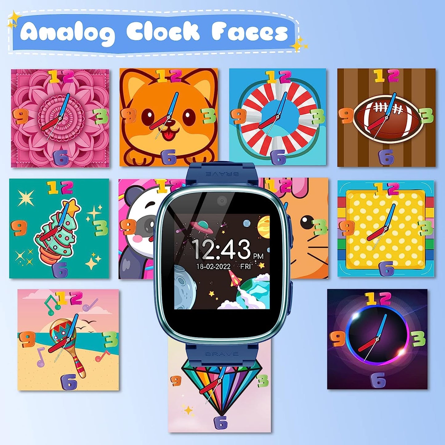 Smart Watch for Kids 4-12 Years Old with 1.54" Touch Screen, 15 Games, best for Birthday Gift (Navy Blue)