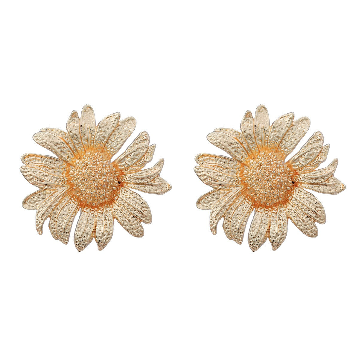 Sunflower flower earrings for women exaggerated metallic flower earrings