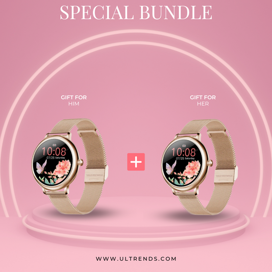 Set of 2 HER Luxury Women Smart Watch- Fitness Health Tracker (with extra strap)