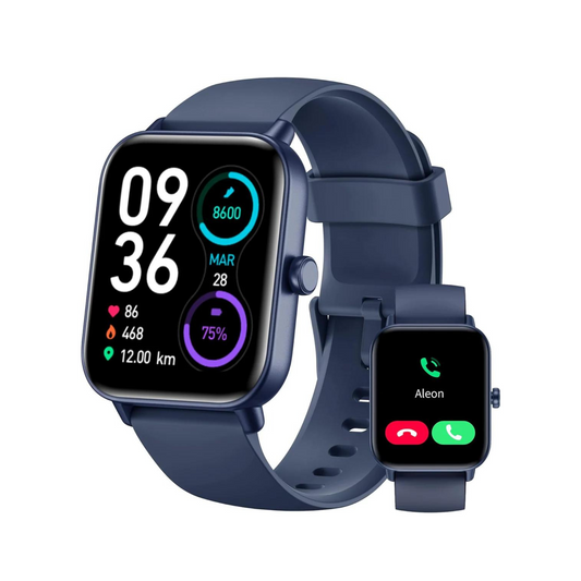 Gleam Up Smart Watch – Alexa, Fitness Tracker, Heart Rate Monitor, IP68 Waterproof (Blue)