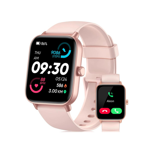 Gleam Up Smart Watch – Alexa, Fitness Tracker, Heart Rate Monitor, IP68 Waterproof (Pink)