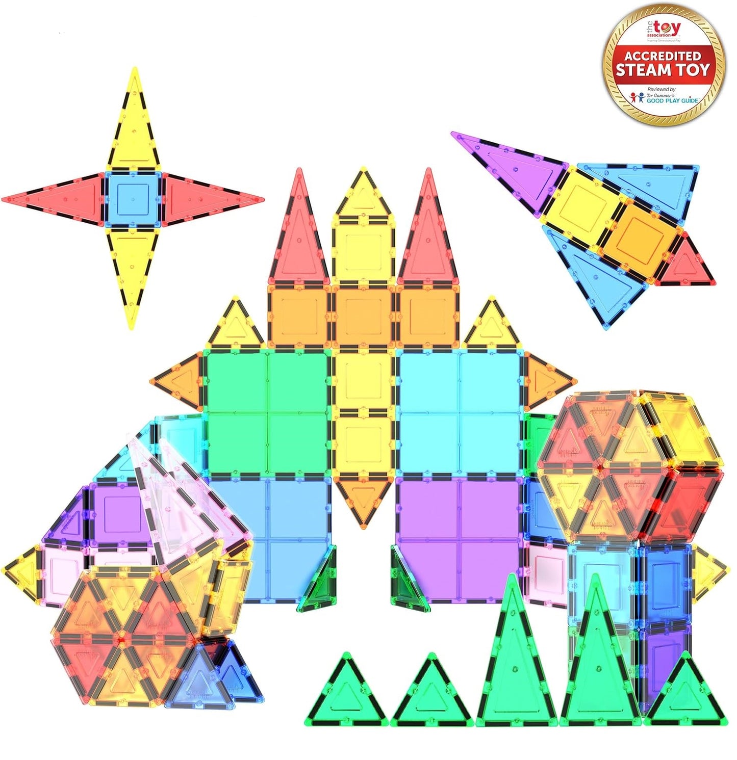 Magnetic Tiles 60pcs Kids Toys, Classroom Sensory Toy for Toddlers, STEM Learning Building Blocks, Montessori Pretend Play Magnet Tile Construction Set for Boys & Girls Ages 3+