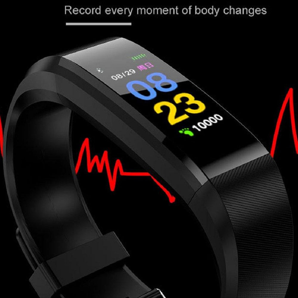Fitness Tracker Watch with Heart Rate & Sleep Monitor, Step Counter, Calorie Tracker & Multi-Sport Modes for Android & iOS (BLACK)