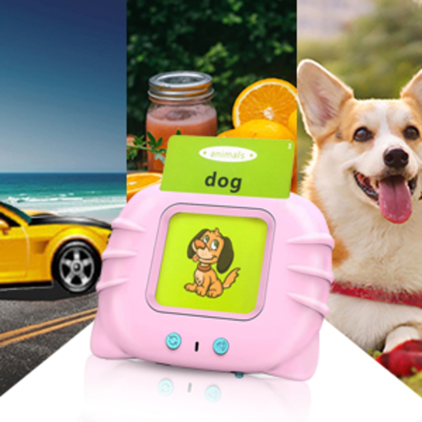 Flash Cards for Kids, Electronic Audible Machine Learning Toys, Phonics Talking 112 Pcs Flash Cards, Kids Birthday Gift. (Pink)