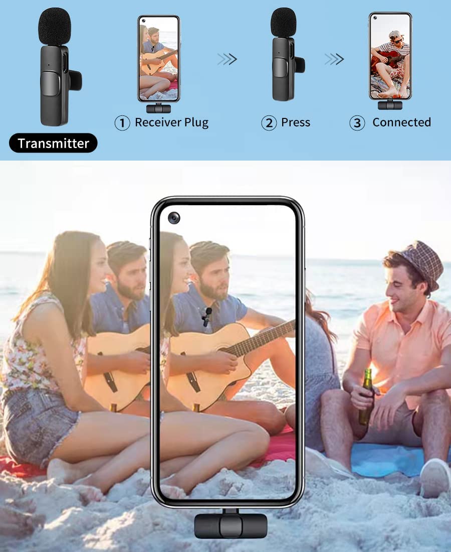 ULTREND Plug-Play Wireless Lavalier Microphone (with USB C connecter) for Android & iPhone 15.