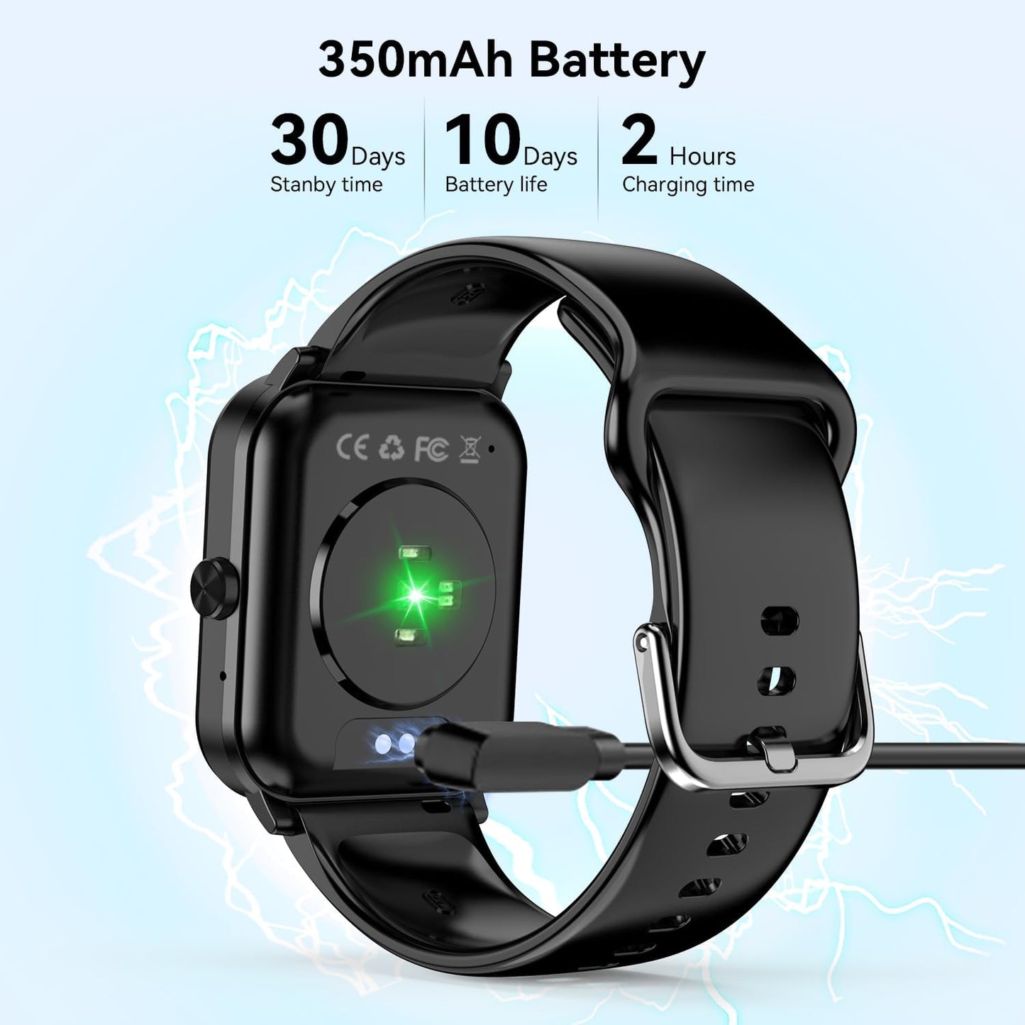 Bluetooth Smart Watch for Men & Women, 1.85" HD Fitness Tracker with Call Function, Heart Rate/Sleep/SpO2/Blood Pressure Monitor, Compatible with iOS & Android (Black)