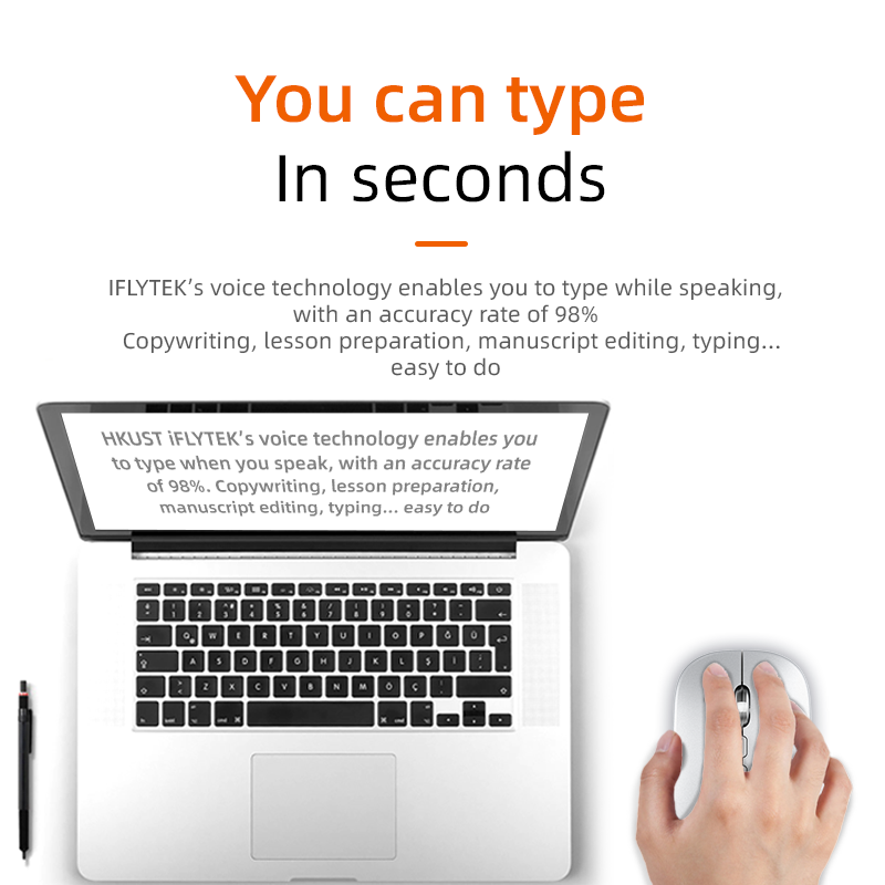 AI Intelligent Voice Typing Mouse - Silent Wireless 2.4G USB Office Mouse with Smart AI Voice Control