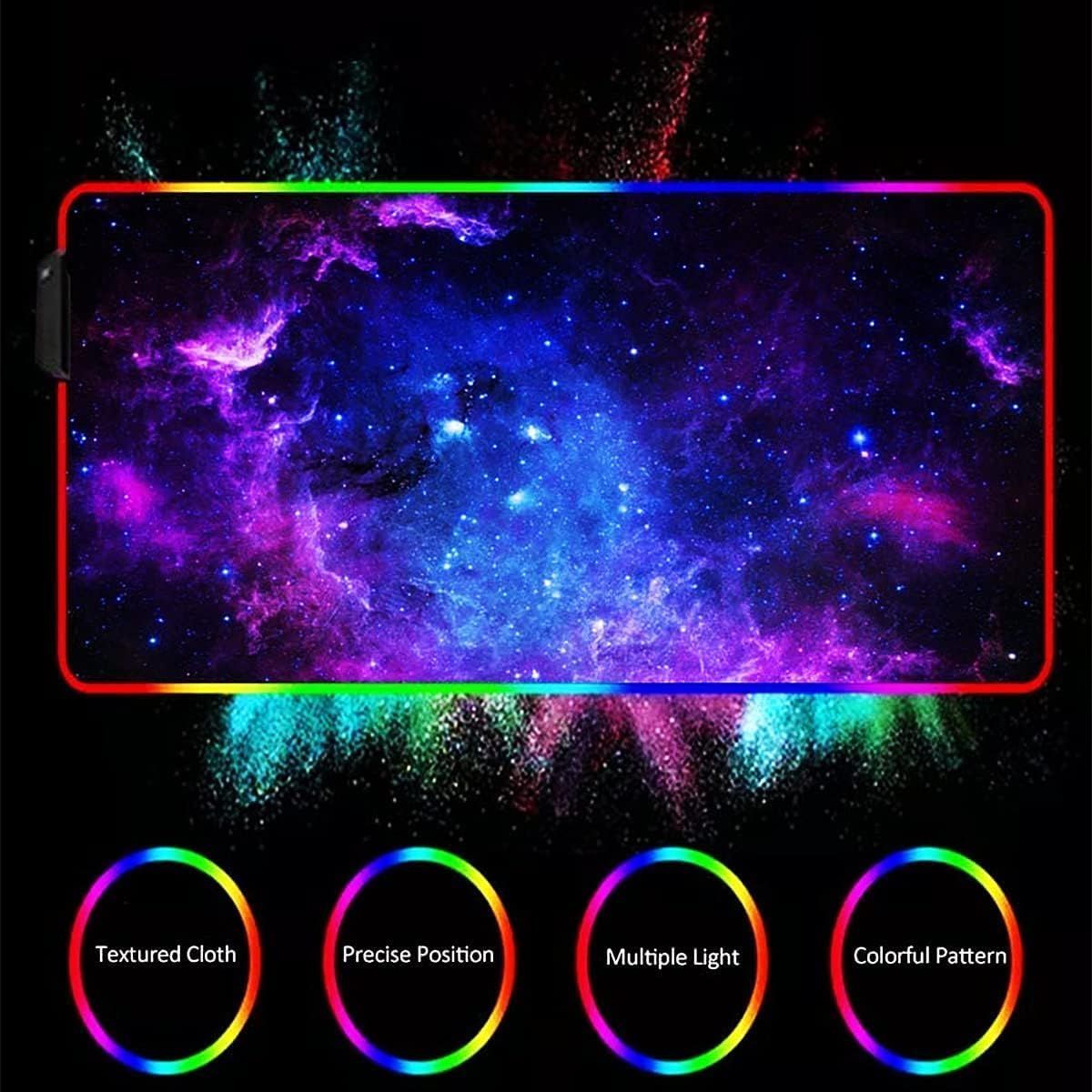 RGB Gaming Mouse Pad, Large 31.5 X 11.8 Inch, 12 Lighting Modes 7 Colors, and Anti-Slip Rubber Base.