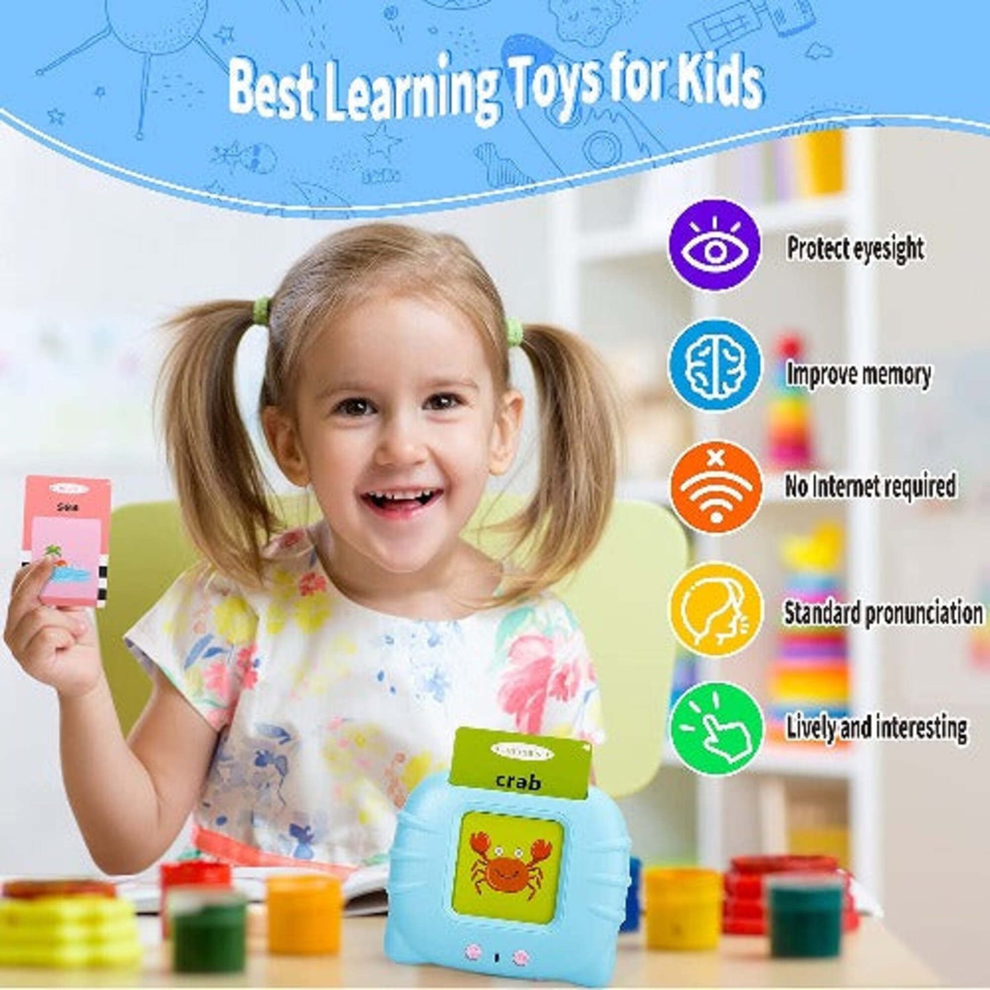 Flash Cards for Kids, Electronic Audible Machine Learning Toys, Phonics Talking 112 Pcs Flash Cards, Kids Birthday Gift. (Pink)