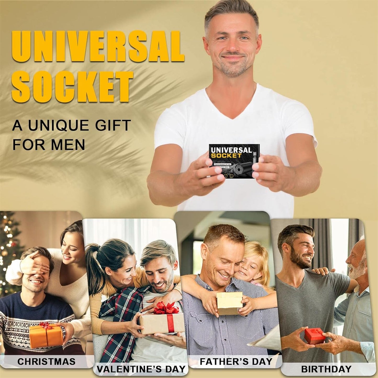 Cool Father's Day Gifts - Universal Socket Wrench - Perfect for Dad, Husband, Grandpa - Birthday & Christmas Stocking Stuffers from Kids - Cadeau Fête des Pères