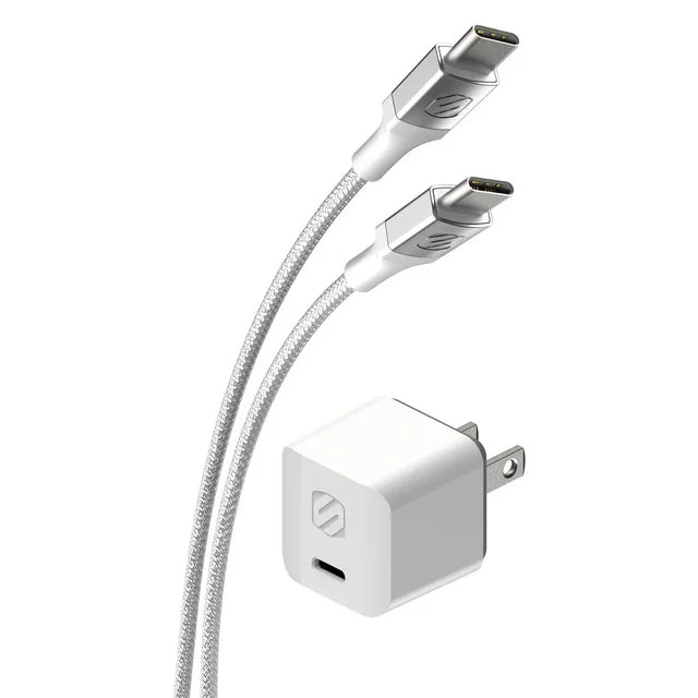 Scosche PowerVolt™ 30W USB-C Mini Wall Charger with 8ft Braided USB-C Cable