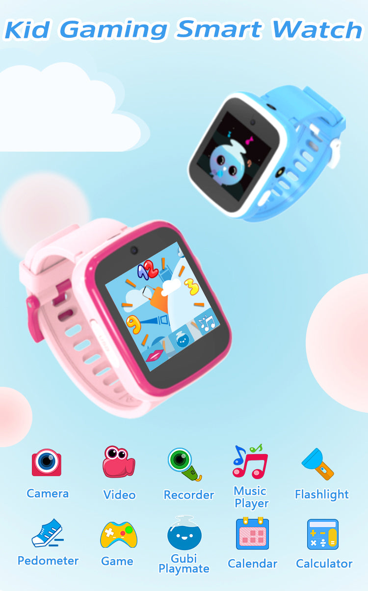 ULTREND Digital Kids Smart Watch, Silicone strap, Alarm Function, Funny games and Powerful battery. (Blue)