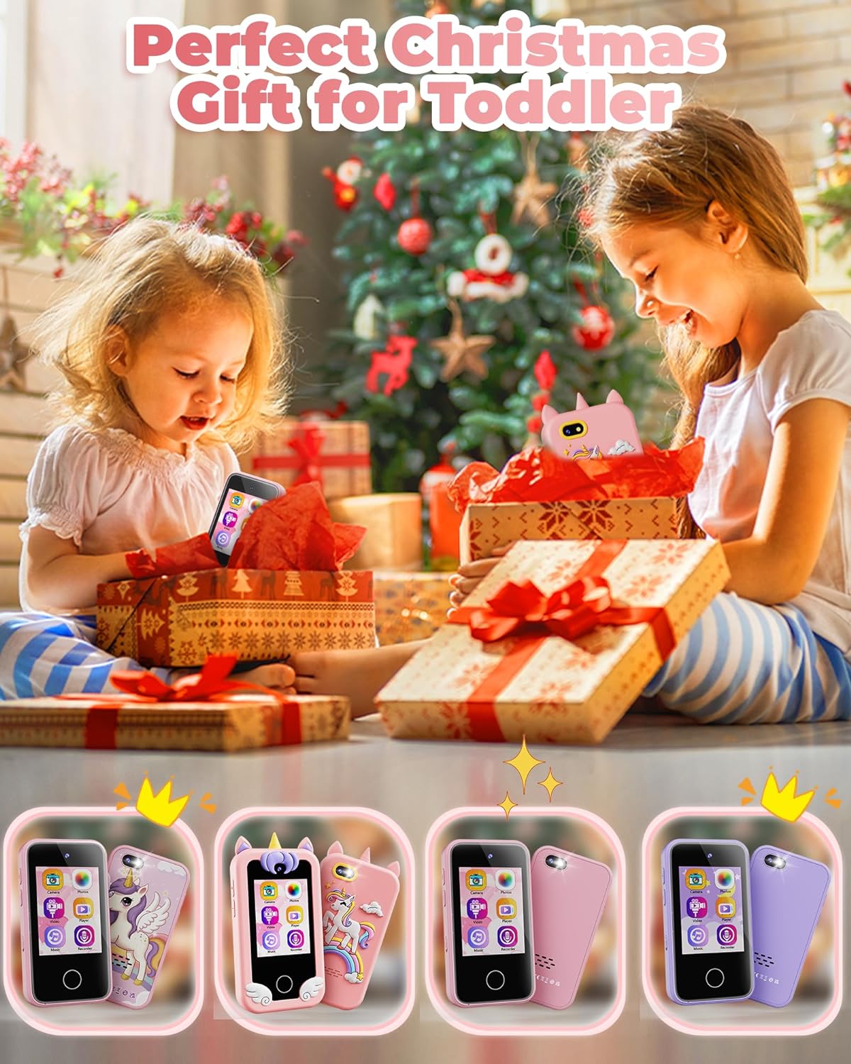 Kids Smart Phone Toy for Boys & Girls 3-6 Years Old - Educational games, Dual cameras, MP3 Music Player, and touchscreen pretend play. Toddler Birthday Gifts - Purple