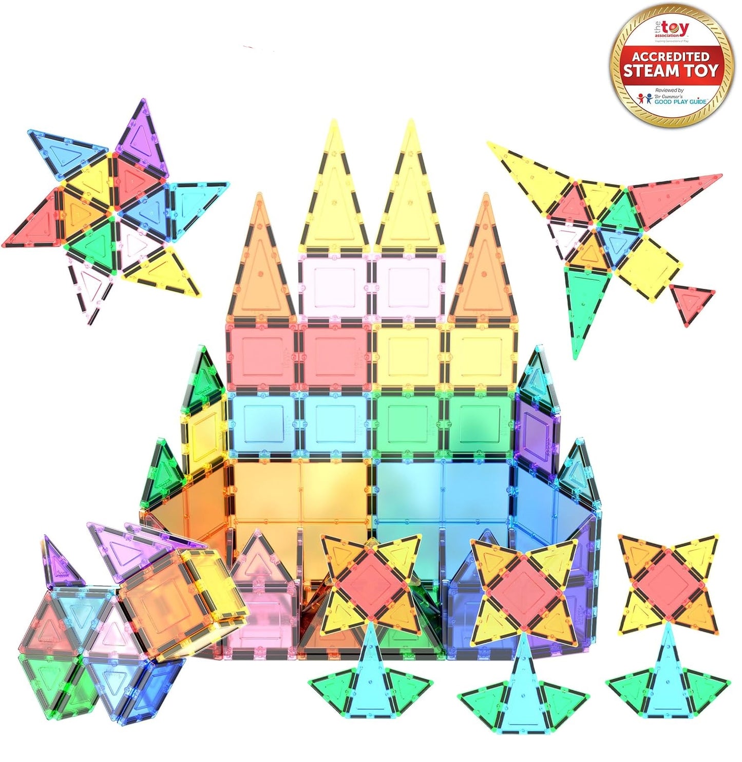 Magnetic Tiles 60pcs Kids Toys, Classroom Sensory Toy for Toddlers, STEM Learning Building Blocks, Montessori Pretend Play Magnet Tile Construction Set for Boys & Girls Ages 3+