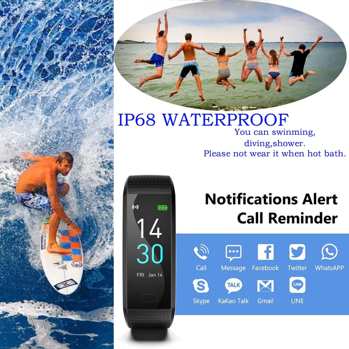 Fitness Tracker Watch with Heart Rate & Sleep Monitor, Step Counter, Calorie Tracker & Multi-Sport Modes for Android & iOS (BLACK)