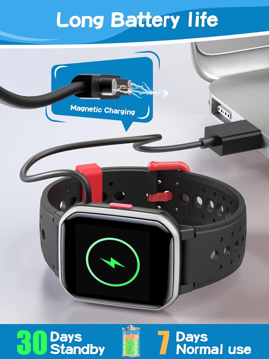 ULTREND Smart Watch for Kids, Fitness Activity Tracker, 1.44" touch screen, 3 Built-in games, IP68 waterproof, and 6 sports modes.