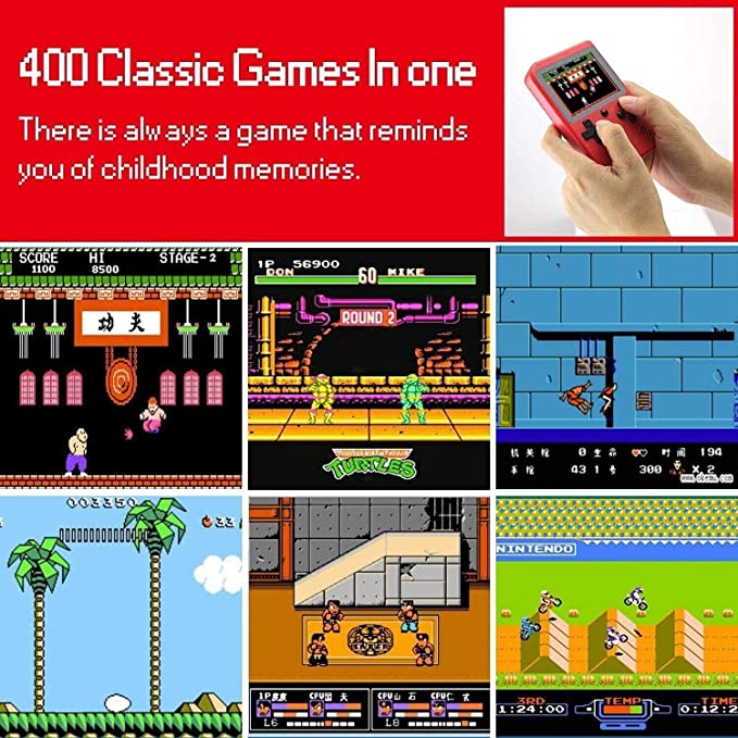 ULTREND Retro Handheld Game Console - 400 FC Games, 3.0-Inch Screen, Rechargeable (Red)