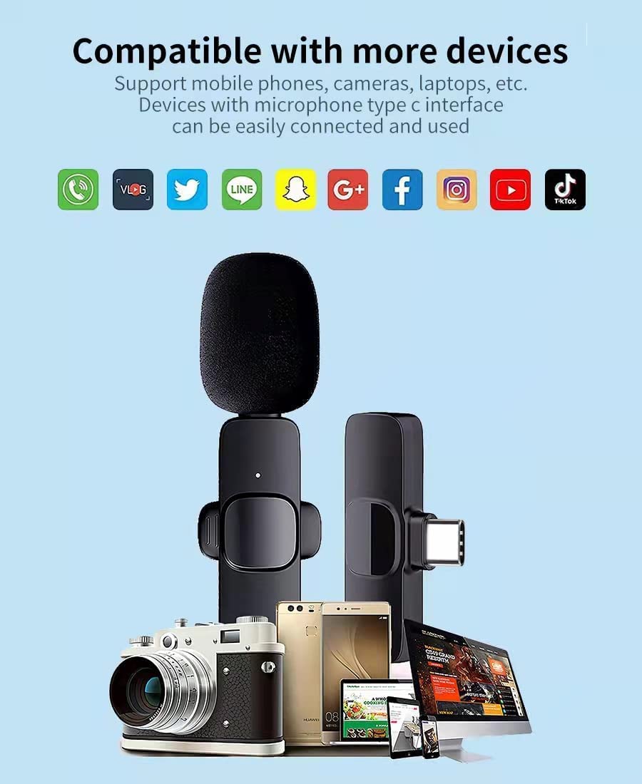 ULTREND Plug-Play Wireless Lavalier Microphone (with USB C connecter) for Android & iPhone 15.