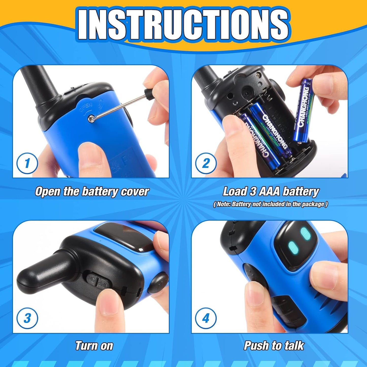 Kids Walkie Talkies – Outdoor Adventure Toy for Boys 3-6, Ideal for Hiking, Camping & Holiday Gifts (Blue)