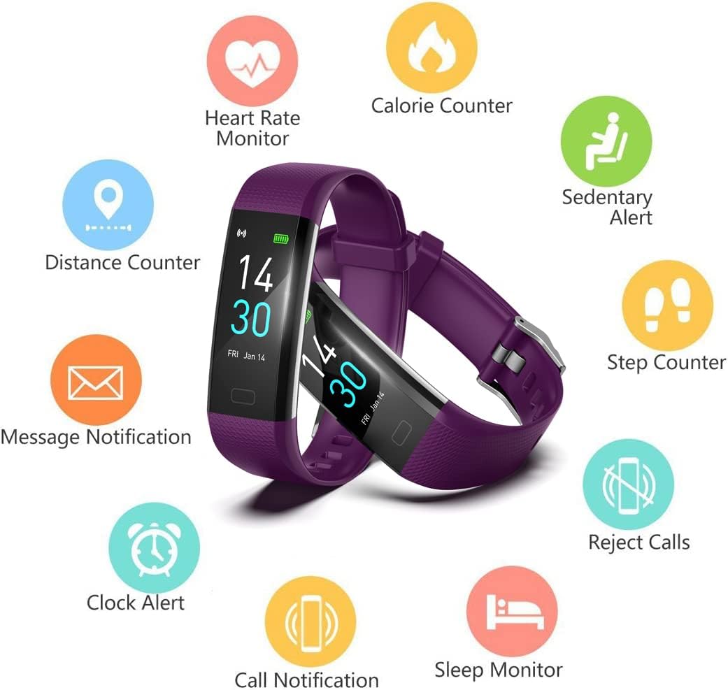 Fitness Tracker Watch with Heart Rate & Sleep Monitor, Step Counter, Calorie Tracker & Multi-Sport Modes for Android & iOS (PURPLE)