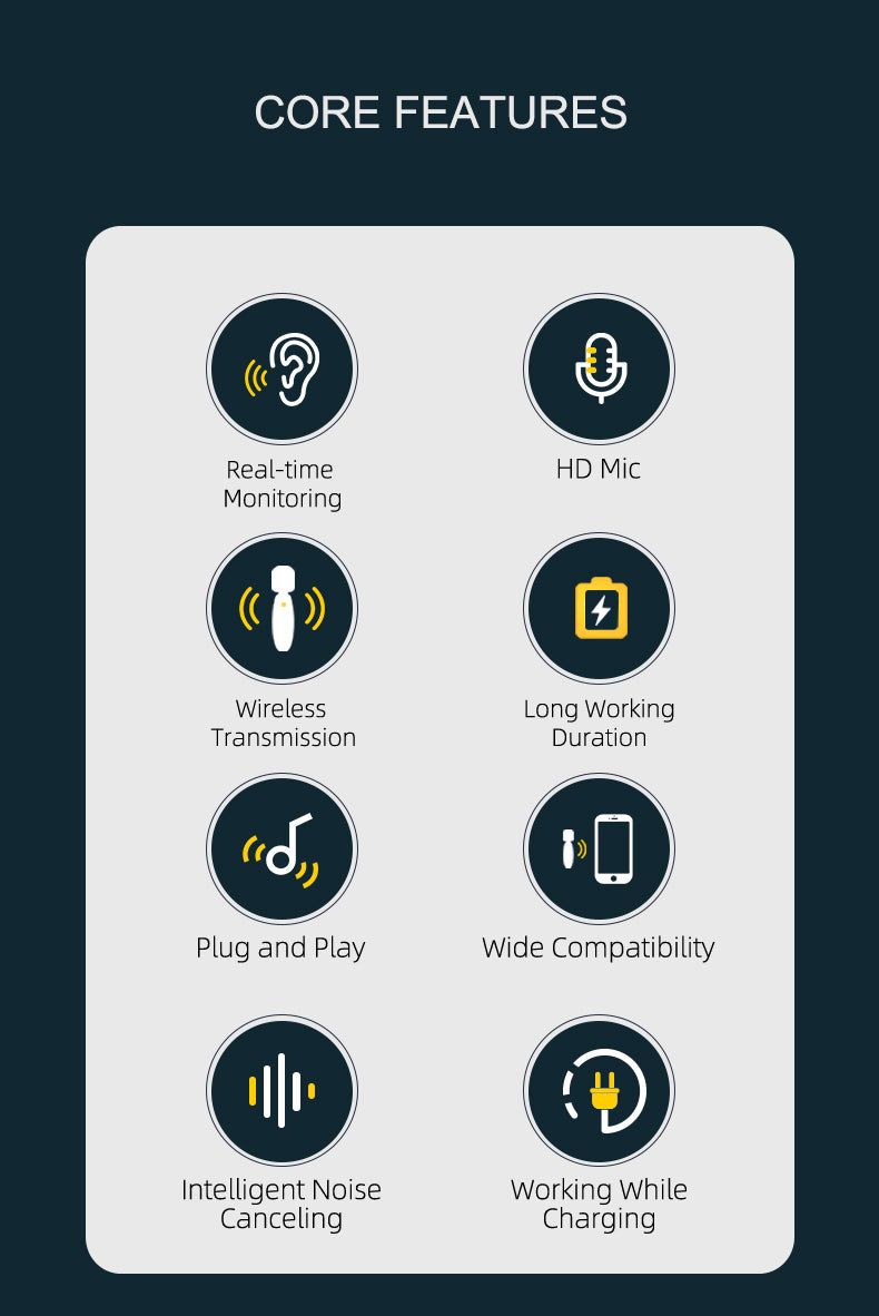 Ultrend 3-in-1 Dual Wireless Lavalier Microphone – 2.4G, 120m Range, Noise Reduction, 360° Pickup | Micro-Cravate Sans Fil Double pour iPhone/Android/Camera