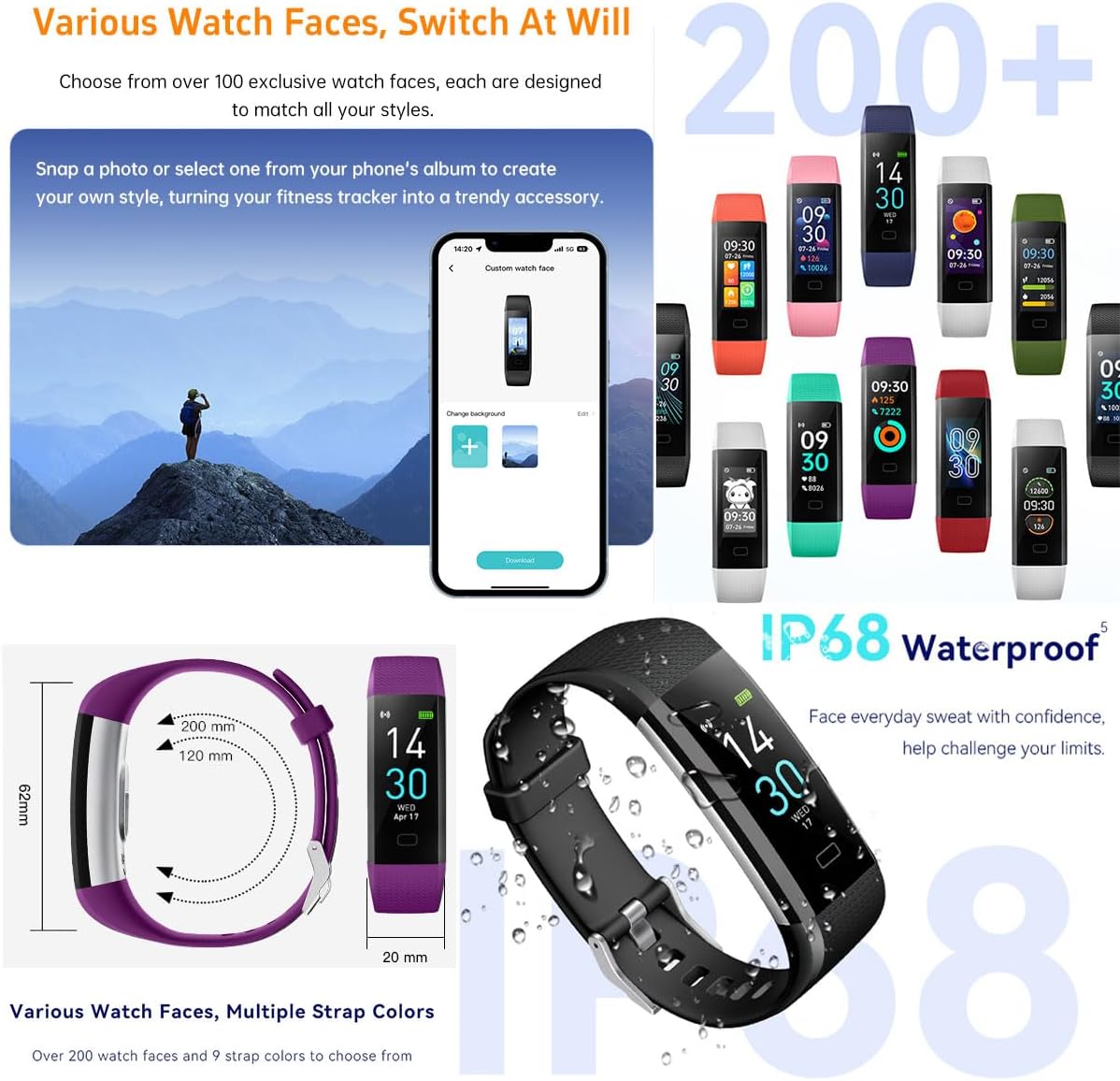 Fitness Tracker Watch with Heart Rate & Sleep Monitor, Step Counter, Calorie Tracker & Multi-Sport Modes for Android & iOS (PURPLE)