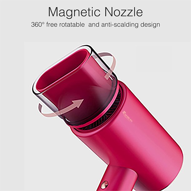 Water Ionic Hair Dryer 1800W Blow Dryer with Magnetic Nozzle (Pink)