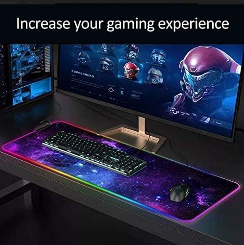 RGB Gaming Mouse Pad, Large 31.5 X 11.8 Inch, 12 Lighting Modes 7 Colors, and Anti-Slip Rubber Base.