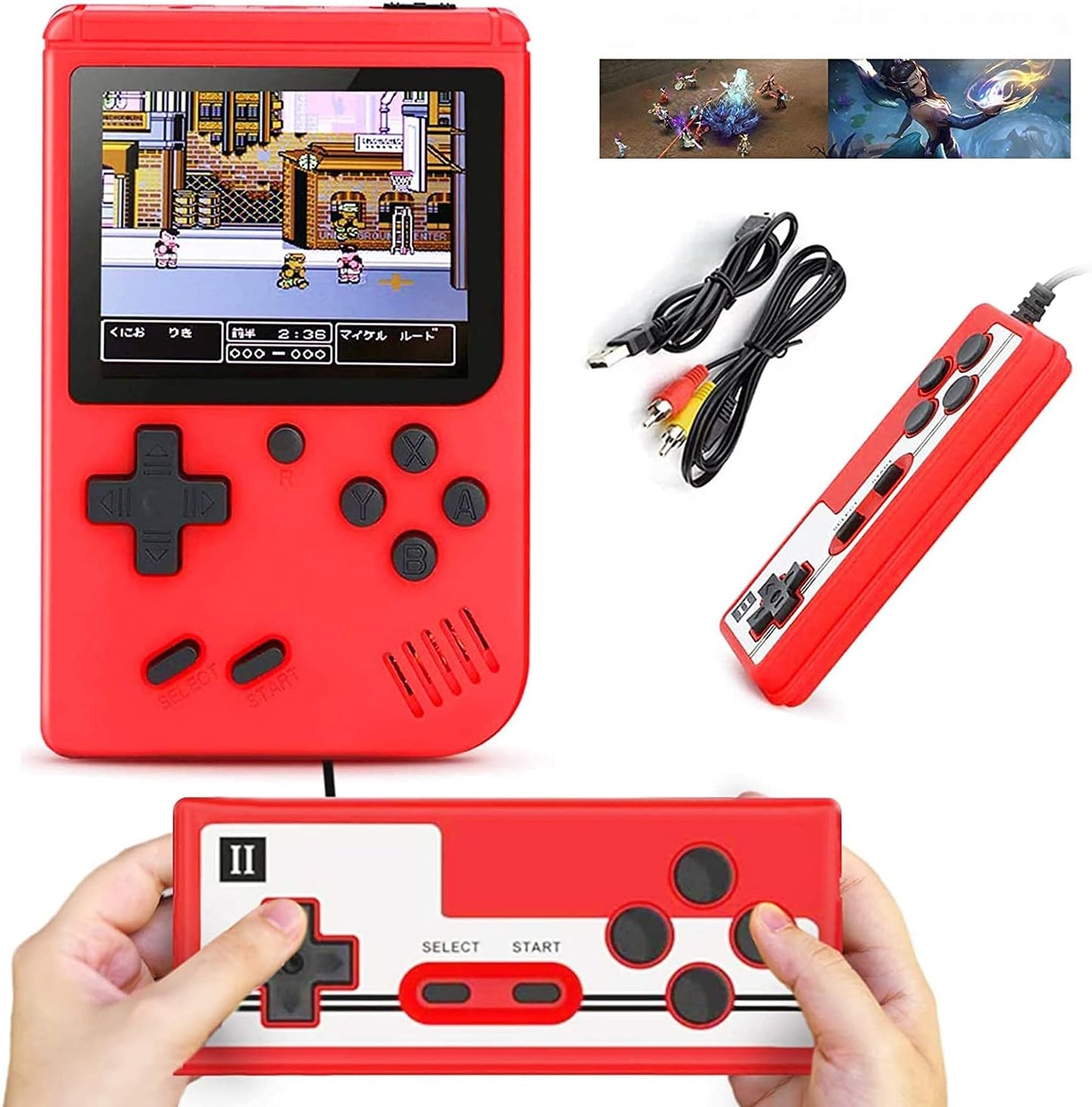 ULTREND Retro Handheld Game Console - 400 FC Games, 3.0-Inch Screen, Rechargeable (Red)