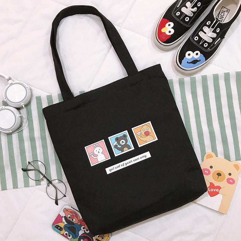 Bag Women's New Cartoon Cute Student Shoulder Bag Canvas Tote Bag