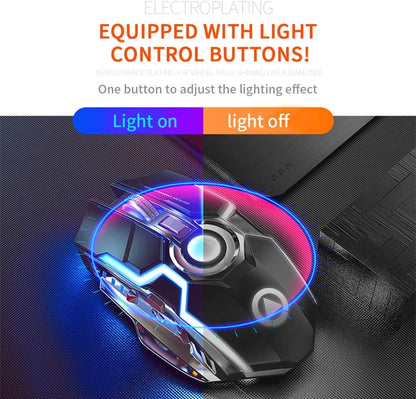 ErgoBeam Wireless Rechargeable Gaming Mouse Mice Souris, RGB Backlit 7 Buttons 1600DPI for PC Gamer Laptop Desktop Chromebook Mac