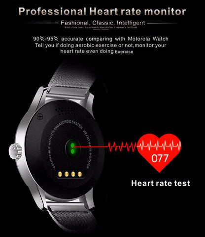 ULTREND Executive Leather Strap Bluetooth Smart Watch with Heart Rate Monitor