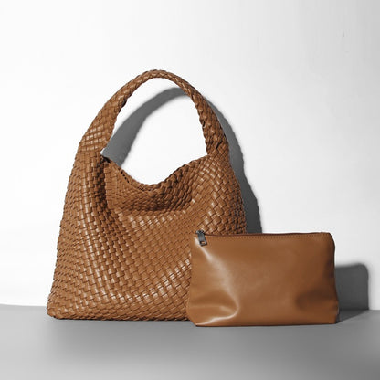 Soft leather bucket bag, Tote shoulder bag, woven cross-border dumpling bag, bags, niche design bag