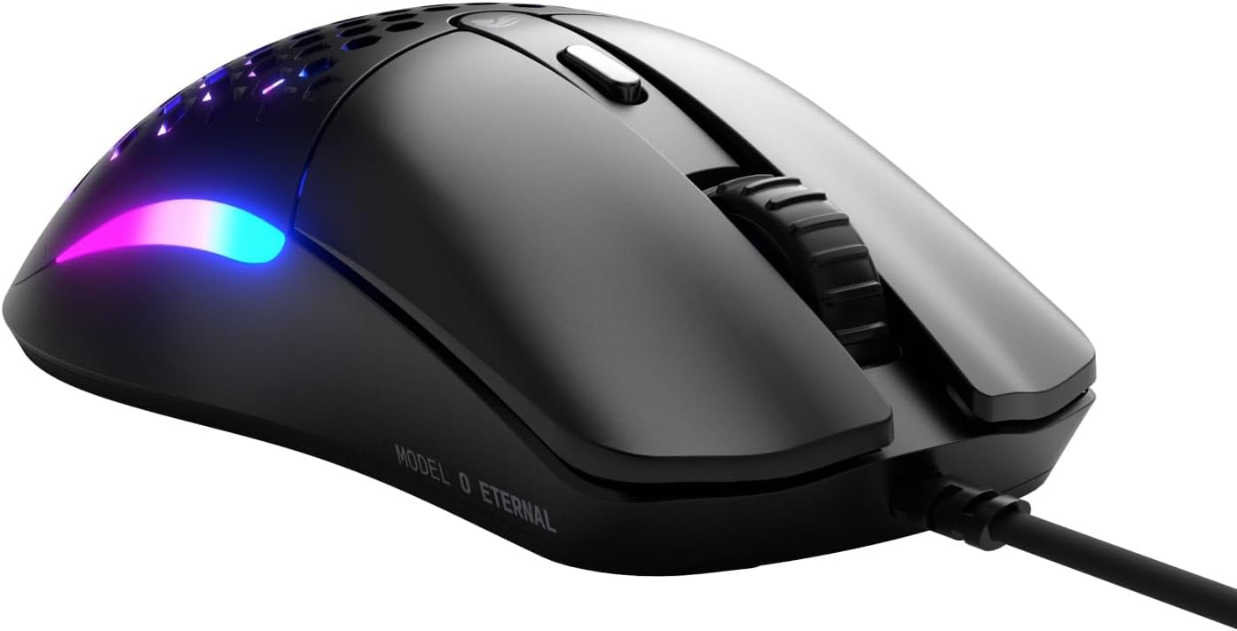 Glorious Model O Eternal Ultralight RGB Gaming Mouse - Wired - 55g Lightweight - Customizable RGB Lighting - 6 Programmable Buttons - Symmetrical Design - 12K DPI Optical Sensor - PC/Mac - Black