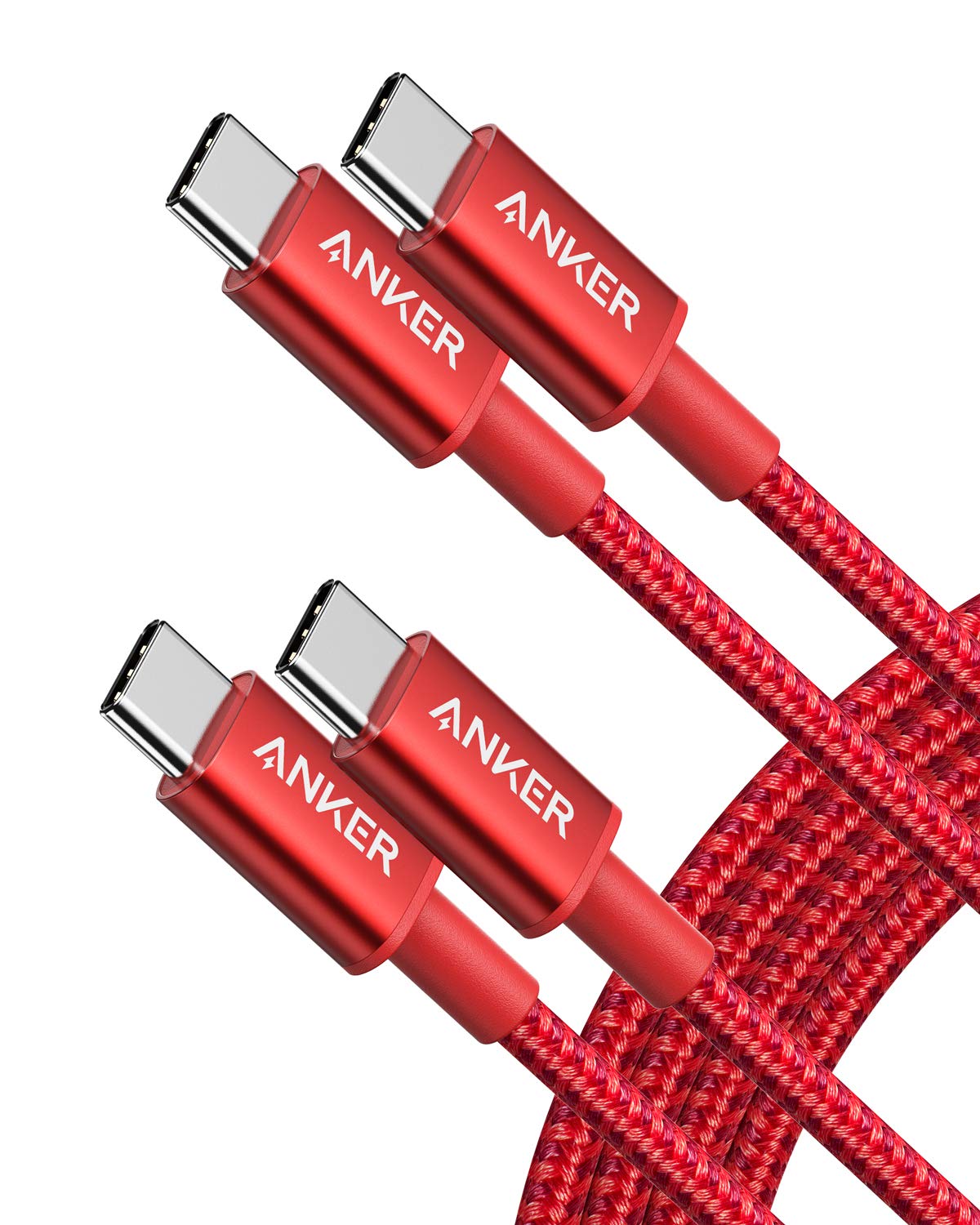 Anker USB C to USB C Cable, Type-C 60W Fast Charging Cable (6FT, 2Pack) for iPhone 17/16 Series, iPad mini 6 (Red)