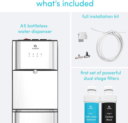 Avalon Self Cleaning Bottleless Water Cooler Water Dispenser, 3 Temperature, NSF/UL/Energy Star Approved, Stainless Steel