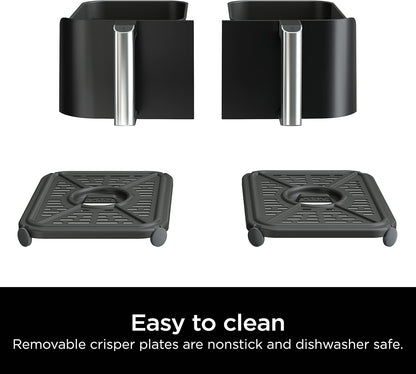 Ninja Foodi DZ090C 6-Qt Dual Basket Air Fryer with DualZone Technology, 5-in-1 Air Fry, Bake, Roast, Reheat & Dehydrate, Black