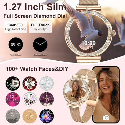 HER Luxury Smart Watch with Bluetooth Calling, 1.32" Custom Dial Fitness Tracker – Heart Rate, Sleep & Step Monitor, Waterproof, Android & iPhone Compatible