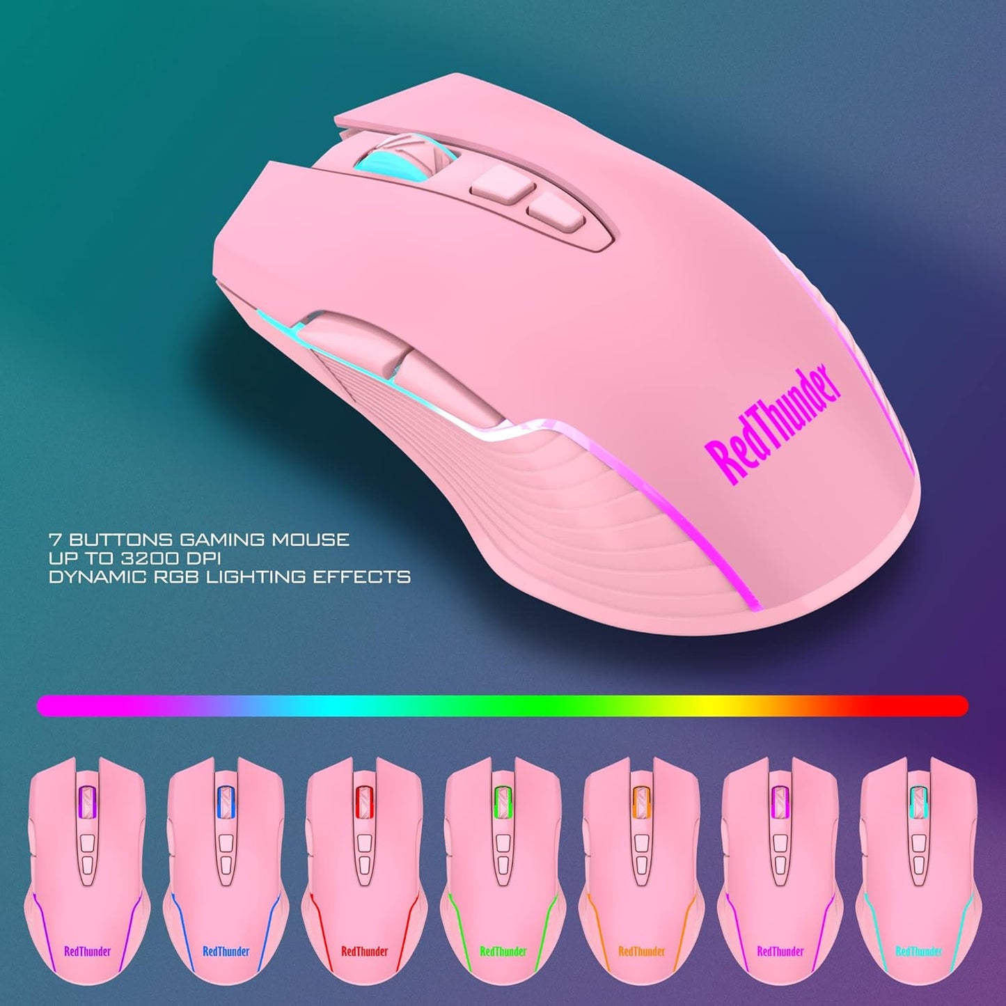 K10 Wireless Gaming Keyboard & Mouse Combo, RGB Backlit, Rechargeable 3800mAh, Pink – PC Gamer Gift